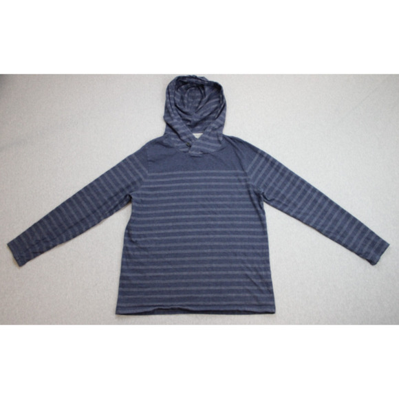 Banana Republic Hoodie Mens Size M Blue Striped Cotton Blend Hooded Pullover - Picture 1 of 7